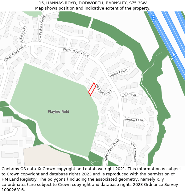 15, HANNAS ROYD, DODWORTH, BARNSLEY, S75 3SW: Location map and indicative extent of plot