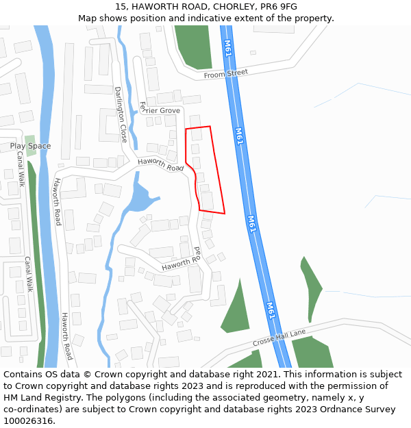 15, HAWORTH ROAD, CHORLEY, PR6 9FG: Location map and indicative extent of plot