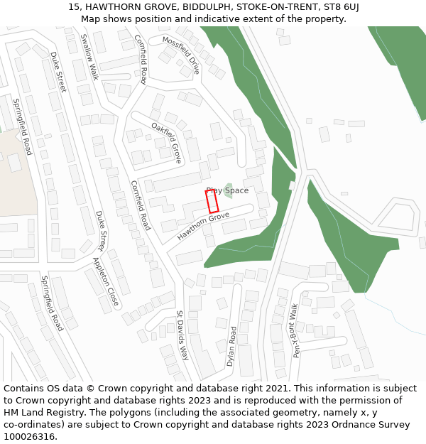 15, HAWTHORN GROVE, BIDDULPH, STOKE-ON-TRENT, ST8 6UJ: Location map and indicative extent of plot