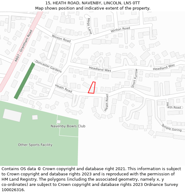 15, HEATH ROAD, NAVENBY, LINCOLN, LN5 0TT: Location map and indicative extent of plot