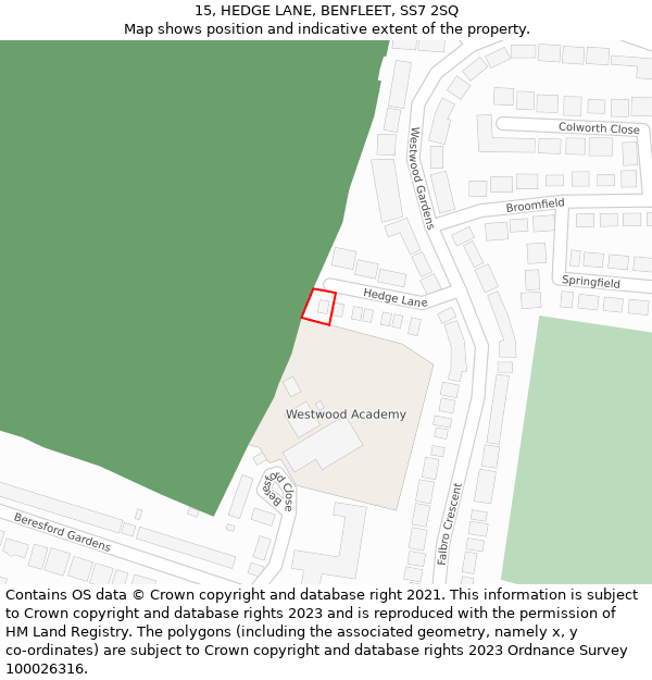 15, HEDGE LANE, BENFLEET, SS7 2SQ: Location map and indicative extent of plot