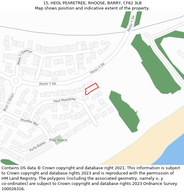 15, HEOL PEARETREE, RHOOSE, BARRY, CF62 3LB: Location map and indicative extent of plot