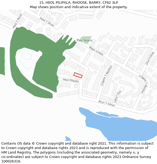 15, HEOL PILIPALA, RHOOSE, BARRY, CF62 3LP: Location map and indicative extent of plot
