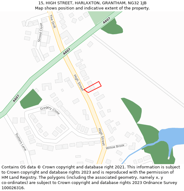 15, HIGH STREET, HARLAXTON, GRANTHAM, NG32 1JB: Location map and indicative extent of plot