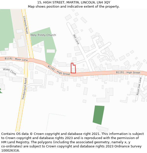 15, HIGH STREET, MARTIN, LINCOLN, LN4 3QY: Location map and indicative extent of plot