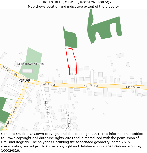 15, HIGH STREET, ORWELL, ROYSTON, SG8 5QN: Location map and indicative extent of plot