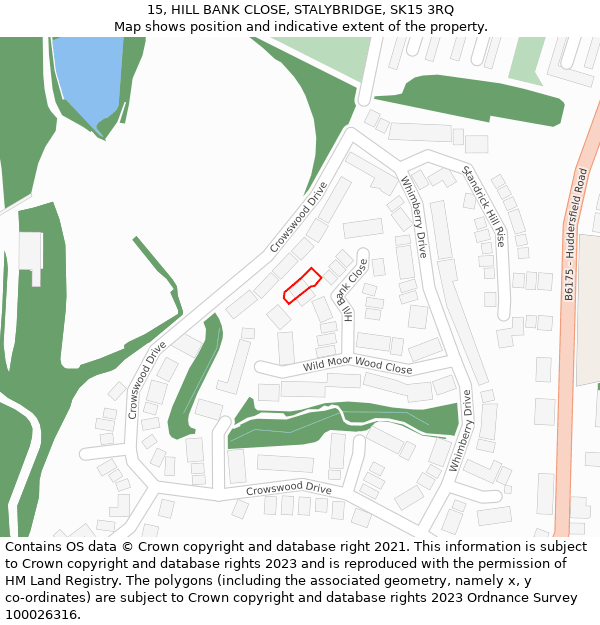 15, HILL BANK CLOSE, STALYBRIDGE, SK15 3RQ: Location map and indicative extent of plot