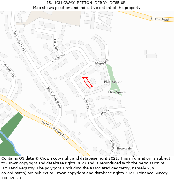 15, HOLLOWAY, REPTON, DERBY, DE65 6RH: Location map and indicative extent of plot