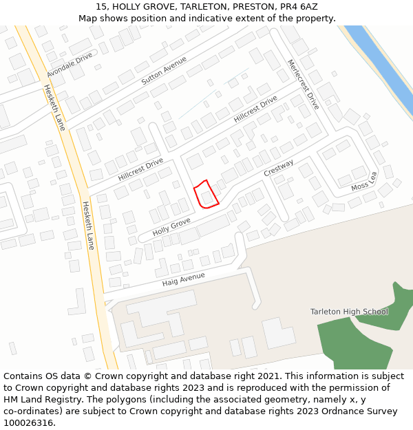 15, HOLLY GROVE, TARLETON, PRESTON, PR4 6AZ: Location map and indicative extent of plot