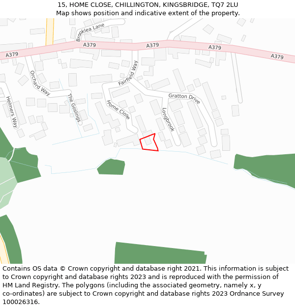 15, HOME CLOSE, CHILLINGTON, KINGSBRIDGE, TQ7 2LU: Location map and indicative extent of plot