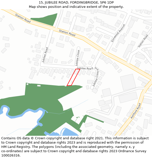 15, JUBILEE ROAD, FORDINGBRIDGE, SP6 1DP: Location map and indicative extent of plot