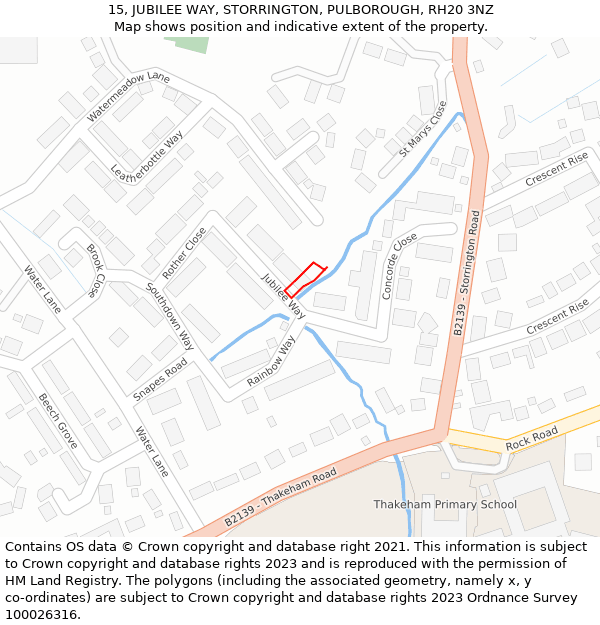 15, JUBILEE WAY, STORRINGTON, PULBOROUGH, RH20 3NZ: Location map and indicative extent of plot