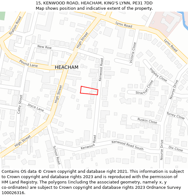 15, KENWOOD ROAD, HEACHAM, KING'S LYNN, PE31 7DD: Location map and indicative extent of plot