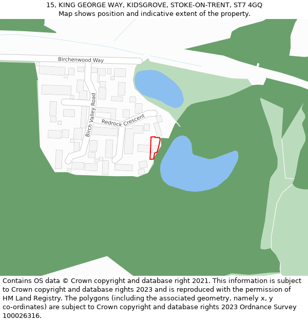 15, KING GEORGE WAY, KIDSGROVE, STOKE-ON-TRENT, ST7 4GQ: Location map and indicative extent of plot