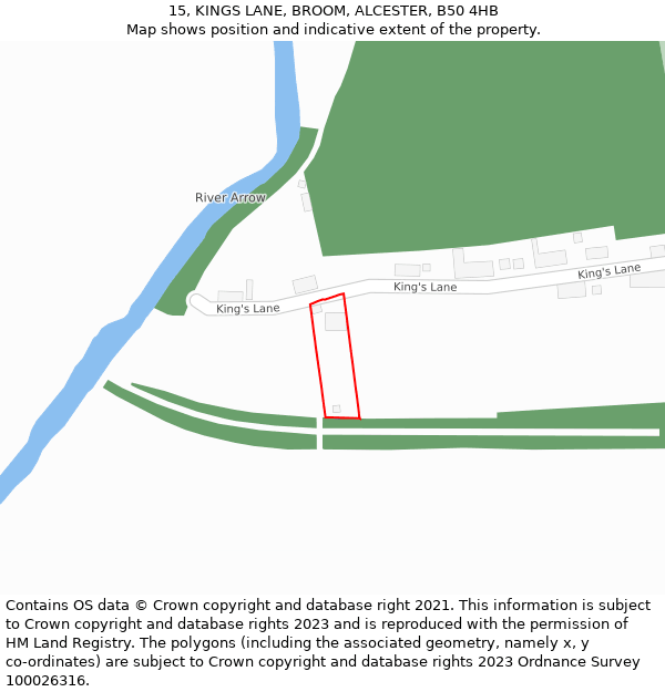 15, KINGS LANE, BROOM, ALCESTER, B50 4HB: Location map and indicative extent of plot