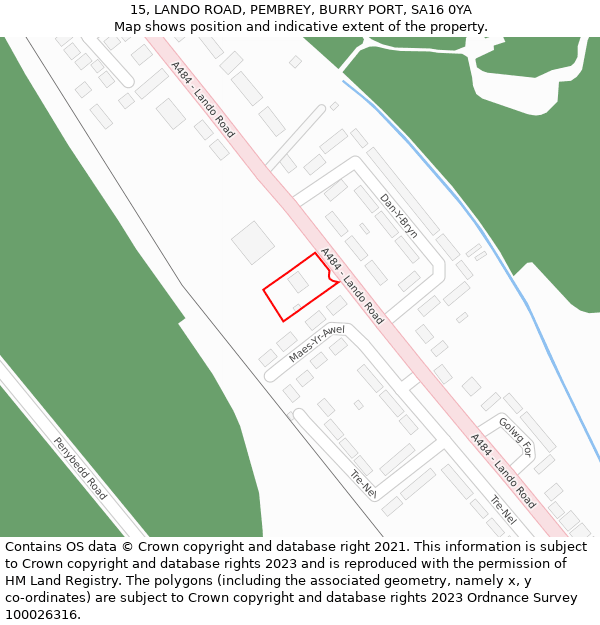 15, LANDO ROAD, PEMBREY, BURRY PORT, SA16 0YA: Location map and indicative extent of plot