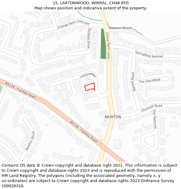 15, LARTONWOOD, WIRRAL, CH48 9YG: Location map and indicative extent of plot