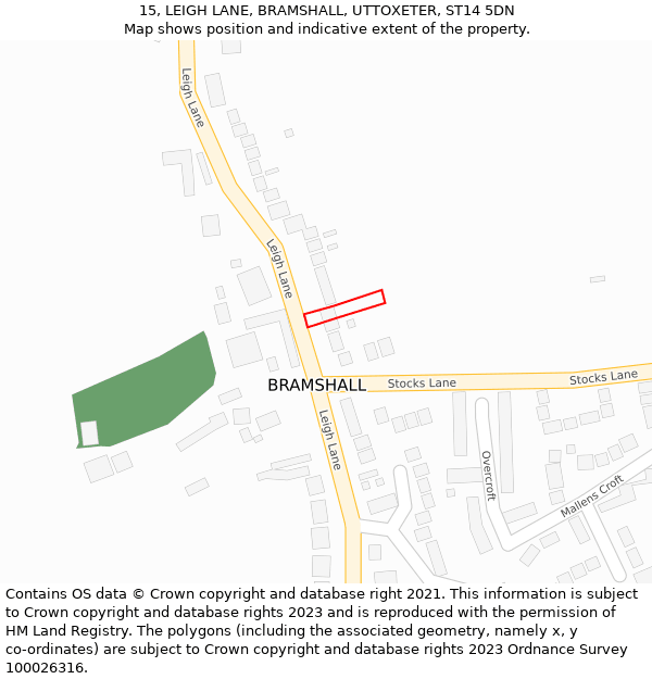 15, LEIGH LANE, BRAMSHALL, UTTOXETER, ST14 5DN: Location map and indicative extent of plot