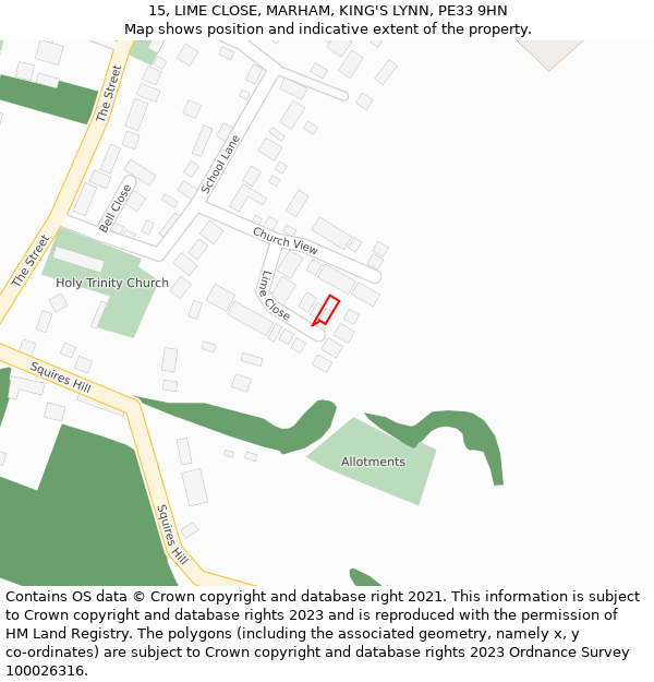 15, LIME CLOSE, MARHAM, KING'S LYNN, PE33 9HN: Location map and indicative extent of plot