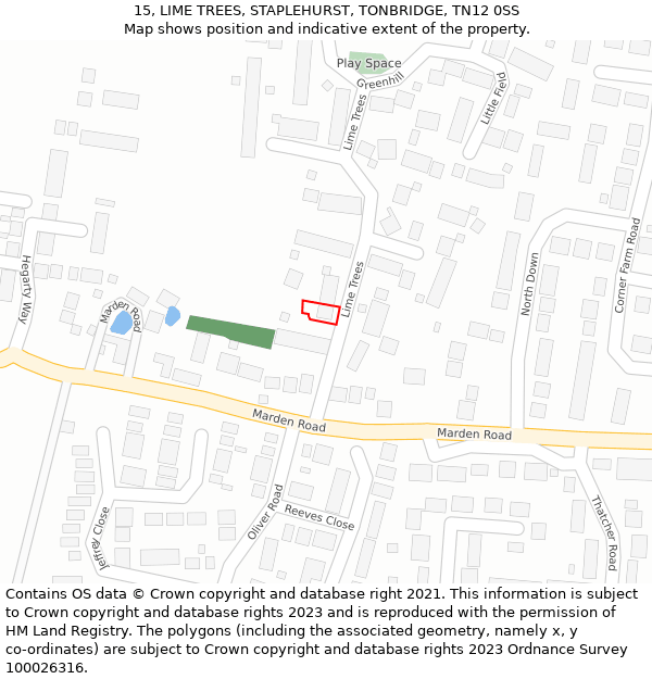 15, LIME TREES, STAPLEHURST, TONBRIDGE, TN12 0SS: Location map and indicative extent of plot