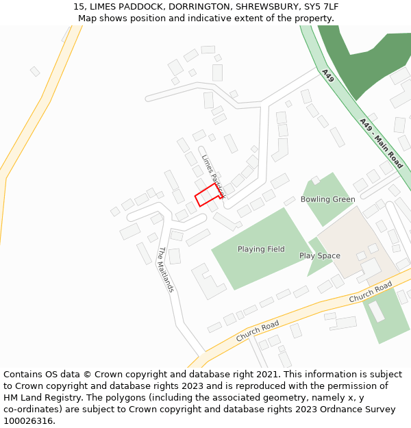 15, LIMES PADDOCK, DORRINGTON, SHREWSBURY, SY5 7LF: Location map and indicative extent of plot