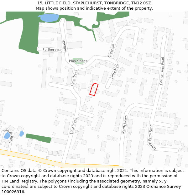 15, LITTLE FIELD, STAPLEHURST, TONBRIDGE, TN12 0SZ: Location map and indicative extent of plot