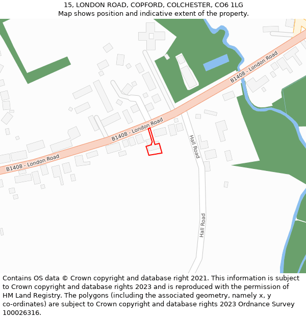 15, LONDON ROAD, COPFORD, COLCHESTER, CO6 1LG: Location map and indicative extent of plot