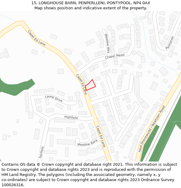 15, LONGHOUSE BARN, PENPERLLENI, PONTYPOOL, NP4 0AX: Location map and indicative extent of plot
