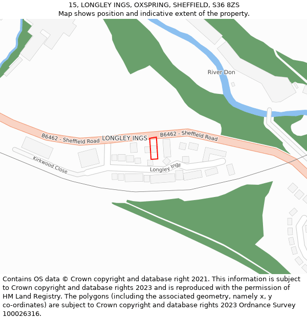 15, LONGLEY INGS, OXSPRING, SHEFFIELD, S36 8ZS: Location map and indicative extent of plot