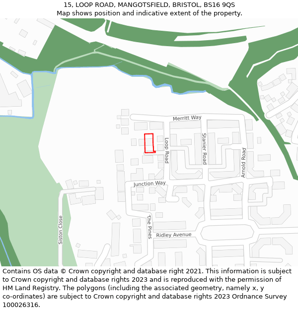 15, LOOP ROAD, MANGOTSFIELD, BRISTOL, BS16 9QS: Location map and indicative extent of plot