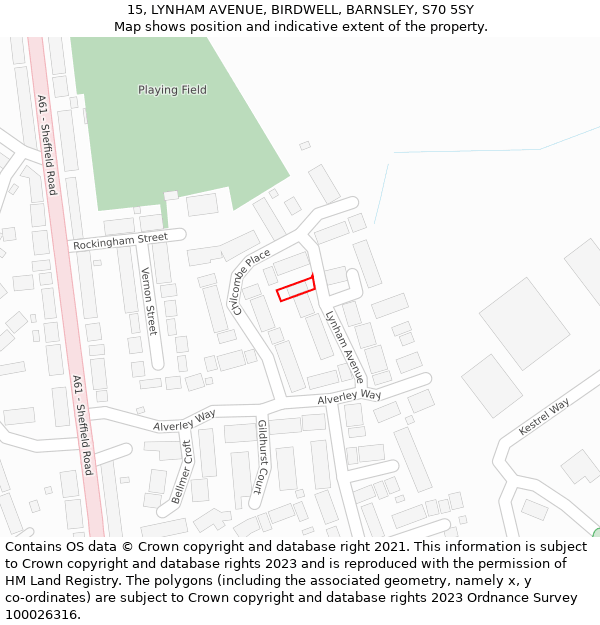 15, LYNHAM AVENUE, BIRDWELL, BARNSLEY, S70 5SY: Location map and indicative extent of plot