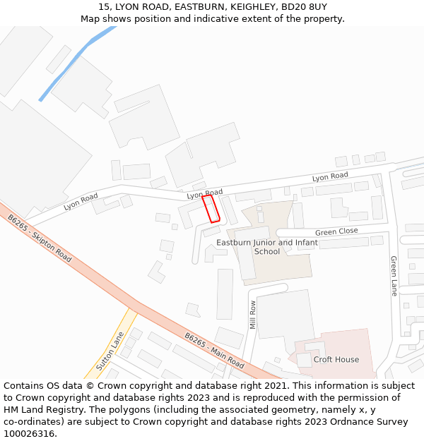 15, LYON ROAD, EASTBURN, KEIGHLEY, BD20 8UY: Location map and indicative extent of plot