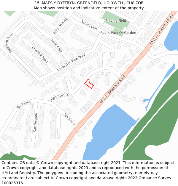 15, MAES Y DYFFRYN, GREENFIELD, HOLYWELL, CH8 7QR: Location map and indicative extent of plot