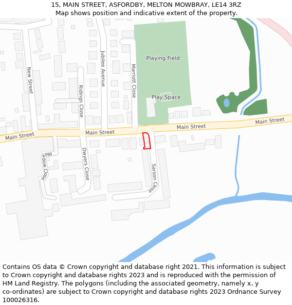 15, MAIN STREET, ASFORDBY, MELTON MOWBRAY, LE14 3RZ: Location map and indicative extent of plot