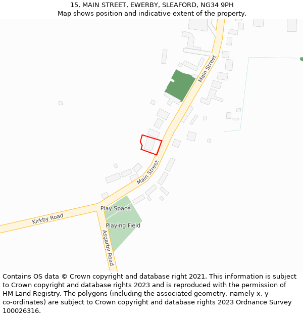 15, MAIN STREET, EWERBY, SLEAFORD, NG34 9PH: Location map and indicative extent of plot