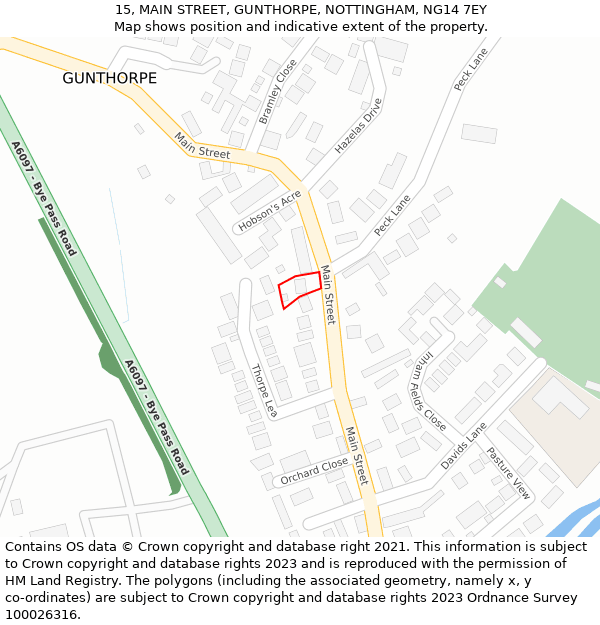 15, MAIN STREET, GUNTHORPE, NOTTINGHAM, NG14 7EY: Location map and indicative extent of plot