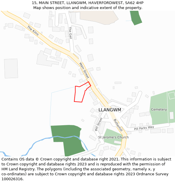 15, MAIN STREET, LLANGWM, HAVERFORDWEST, SA62 4HP: Location map and indicative extent of plot