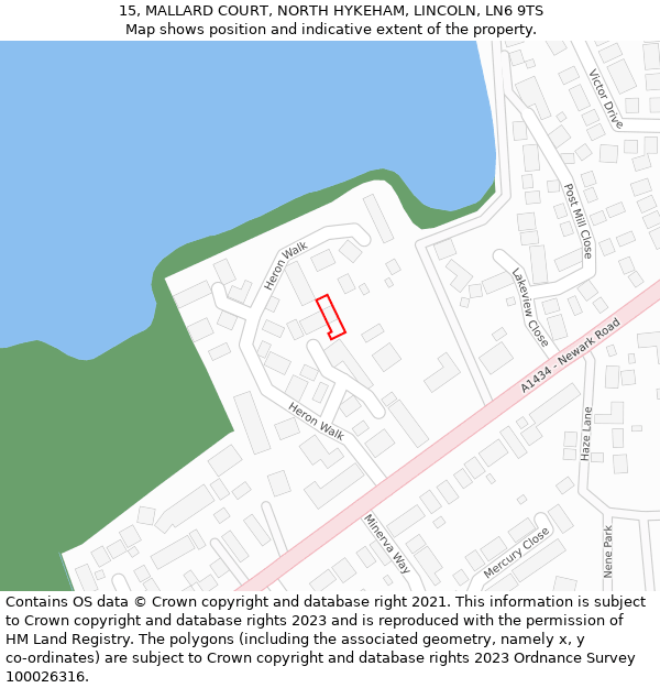15, MALLARD COURT, NORTH HYKEHAM, LINCOLN, LN6 9TS: Location map and indicative extent of plot