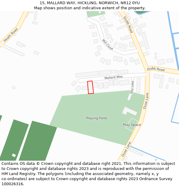 15, MALLARD WAY, HICKLING, NORWICH, NR12 0YU: Location map and indicative extent of plot