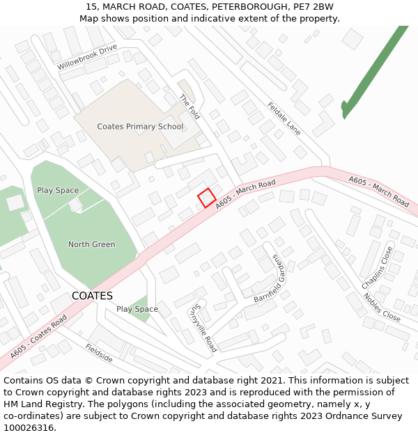 15, MARCH ROAD, COATES, PETERBOROUGH, PE7 2BW: Location map and indicative extent of plot