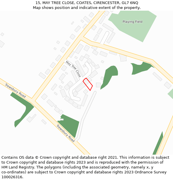 15, MAY TREE CLOSE, COATES, CIRENCESTER, GL7 6NQ: Location map and indicative extent of plot