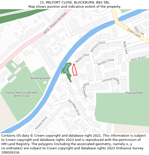 15, MELFORT CLOSE, BLACKBURN, BB2 5BL: Location map and indicative extent of plot