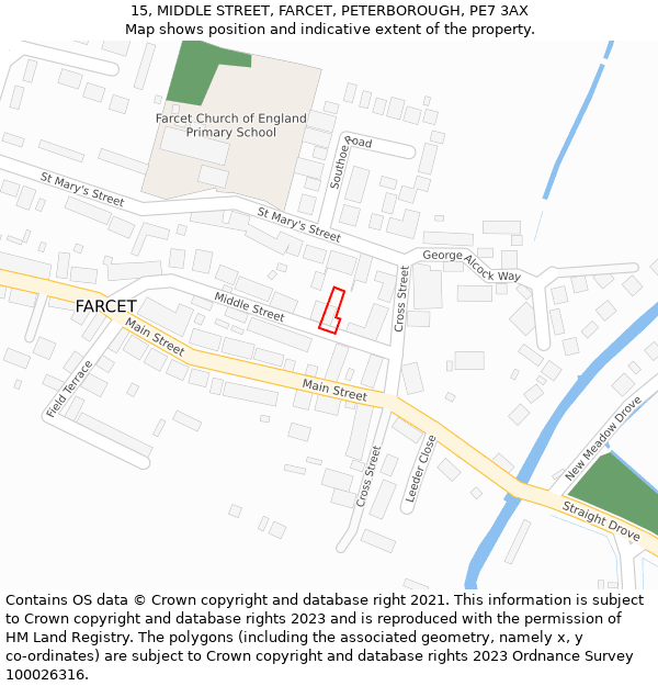 15, MIDDLE STREET, FARCET, PETERBOROUGH, PE7 3AX: Location map and indicative extent of plot