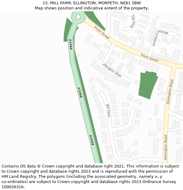 15, MILL FARM, ELLINGTON, MORPETH, NE61 5BW: Location map and indicative extent of plot