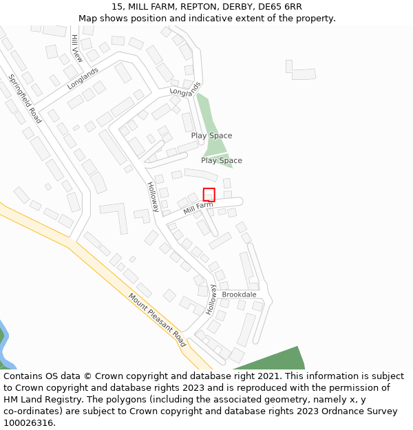 15, MILL FARM, REPTON, DERBY, DE65 6RR: Location map and indicative extent of plot