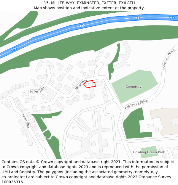 15, MILLER WAY, EXMINSTER, EXETER, EX6 8TH: Location map and indicative extent of plot