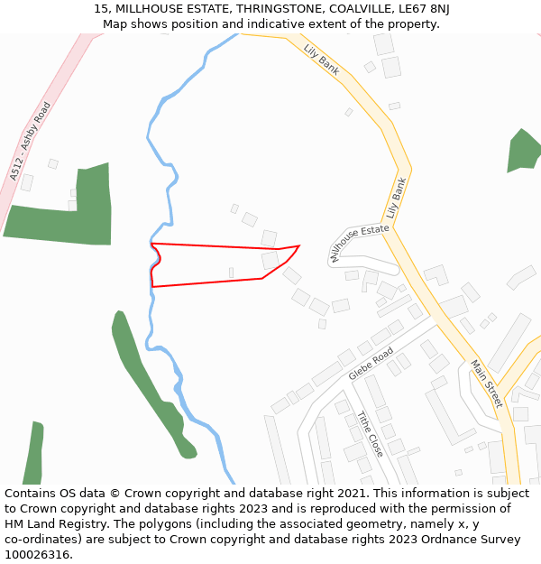 15, MILLHOUSE ESTATE, THRINGSTONE, COALVILLE, LE67 8NJ: Location map and indicative extent of plot