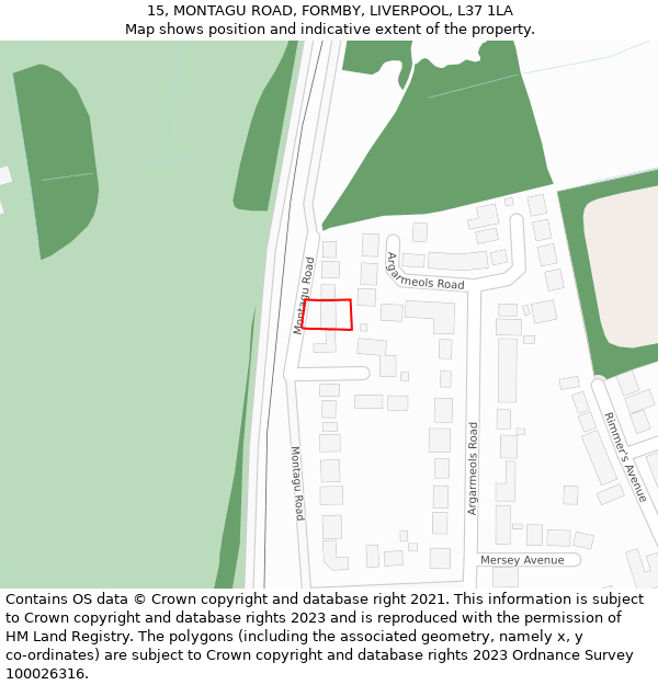 15, MONTAGU ROAD, FORMBY, LIVERPOOL, L37 1LA: Location map and indicative extent of plot