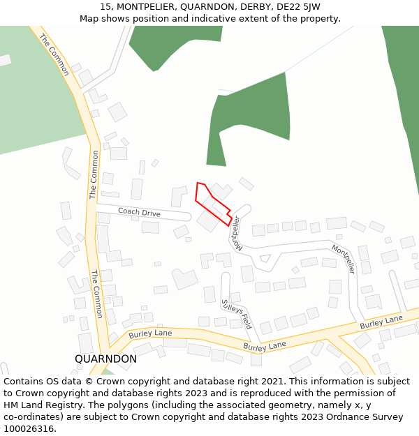 15, MONTPELIER, QUARNDON, DERBY, DE22 5JW: Location map and indicative extent of plot