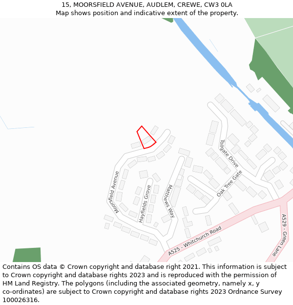 15, MOORSFIELD AVENUE, AUDLEM, CREWE, CW3 0LA: Location map and indicative extent of plot